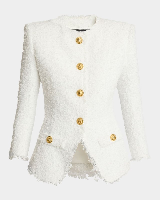 Collarless Tweed Jacket